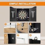 Pennpliy Dart Board Cabinet Set with 18" Dartboard, Bristle Professional Dart Boards for Adults with 6 Steel Tip Darts with Rotating Number Ring and Scoreboards, for Game Rooms, Man Caves, Home Bars