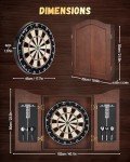Yirinatek Sisal Dart Board Cabinet Sets, Decorative Dart Boards for Adults [12*Steel Darts] - Wooden Dartboard Cabinet with Integrated Scoreboard for Family Game Rooms (Coffee)