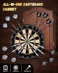 Yirinatek Sisal Dart Board Cabinet Sets, Decorative Dart Boards for Adults [12*Steel Darts] - Wooden Dartboard Cabinet with Integrated Scoreboard for Family Game Rooms (Coffee)