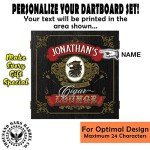 THOUSAND OAKS BARREL CO. | Personalized Dart Board Cabinet Set for Adults with 6 Steel Tip Darts (Cigar Lounge Dartboard)