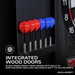 Accudart Apollo Electronic Dartboard Cabinet - 38 Game Modes - 137 Game Variations - Advanced Features - Colorful Backlit Scoring - Cricket X/O Scoring - Integrated Black Woodgrain Doors