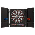 Accudart Apollo Electronic Dartboard Cabinet - 38 Game Modes - 137 Game Variations - Advanced Features - Colorful Backlit Scoring - Cricket X/O Scoring - Integrated Black Woodgrain Doors