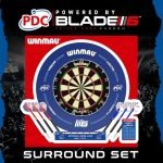 WINMAU Blade 6 PDC Dartboard Surround Set with Darts Oche Stripe and Checkout Card