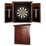 Barrington Billiards Chatham Wood Dartboard Cabinet With 18” Bristle Dartboard and Steel Tip Dart Set
