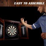 Barrington Billiards Chatham Wood Dartboard Cabinet With 18” Bristle Dartboard and Steel Tip Dart Set
