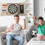 Colingmill Barn Style Dart Board Cabinet Only 24 Inch Barnwood Dartboard Case Cabinet Only with Doors Scoreboard Two Built-in Dart Holders, Dartboard Not Included(Wooden Color)