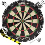 Viper Dead-On Tournament Bristle Steel Tip Dartboard Set with Staple-Free Bullseye, Metal Triangular Spider Wire for Reduced Bounce Outs and Increased Scoring; High-Grade Self-Healing Sisal Board