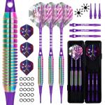 MageRabbit Darts Plastic Tip Set 3pcs with Carrying Case+6 Dart Flights+6pcs Shafts+6pcs Dart Soft Tip+Dart Tools, Professional Soft Darts,Plastic Darts for Electronic Dart Board