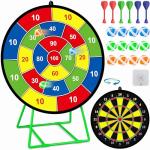 Large Dart Board for Kids with Stand, Double Sided Kids Dart Board with 12 Sticky Balls and Darts,Family Party Party Supplies for Kids, Gift for Boys Toddlers 3 4 5 6 7+ Year Old Birthday Christmas