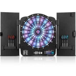 Illuminated Electronic Dart Board Cabinet Set