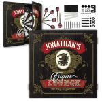 THOUSAND OAKS BARREL CO. | Personalized Dart Board Cabinet Set for Adults with 6 Steel Tip Darts (Cigar Lounge Dartboard)