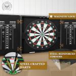 THOUSAND OAKS BARREL CO. | Personalized Dart Board Cabinet Set for Adults with 6 Steel Tip Darts (Cigar Lounge Dartboard)