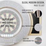 Dart Board Cabinet Surround with Built in LED Light, Includes 2 x Chalkboards and Chalkboard Pen in (Gray Version - Cabinet ONLY)