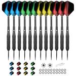 WayArrival Steel Tip Darts, 12 PCS 24g Metal Tip Darts with Premium Aluminum Shafts, 24 Dart Flights, 16 Flight Protectors and Wrench