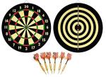 NEW DART BOARD + 6 BRASS DARTS FLAG CHECKERS 16.5" inch