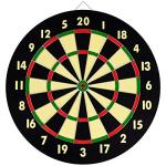 NEW DART BOARD + 6 BRASS DARTS FLAG CHECKERS 16.5" inch