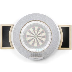 Dart Board Cabinet Surround with Built in LED Light, Includes 2 x Chalkboards and Chalkboard Pen in (Gray Version - Cabinet ONLY)