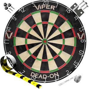 Viper Dead-On Tournament Bristle Steel Tip Dartboard Set with Staple-Free Bullseye, Metal Triangular Spider Wire for Reduced Bounce Outs and Increased Scoring; High-Grade Self-Healing Sisal Board