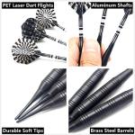 ROOBEEO Soft Tip Darts Set for Electronic Dart Board 22g Plastic Tip Darts Set with Brass Barrels&Aluminum Shafts, 6 Flights 3 Spare Plastic Dart Shaft 20 Soft Tips Portable Case (22g-Silver&Black)