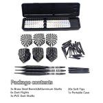 ROOBEEO Soft Tip Darts Set for Electronic Dart Board 22g Plastic Tip Darts Set with Brass Barrels&Aluminum Shafts, 6 Flights 3 Spare Plastic Dart Shaft 20 Soft Tips Portable Case (22g-Silver&Black)