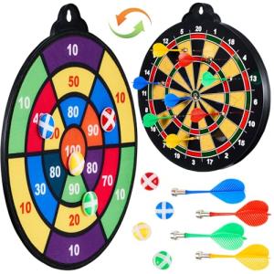 moopok Large Size 16in 2in1 Magnetic Dart Board for Kids and Adult,with 12 Magnetic Darts+12Sticky Balls,Safe Dart Game Set for 3-12 Year Old Kids and Adults,Fun Family Game Friends Gifts