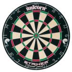 Unicorn Striker Tournament Size - Competition-Quality Bristle Dartboard - Rotatable Metal Number Ring - Superslim Wire Fasteners to Reduce Bounce Outs