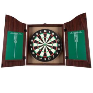 Walnut Finish Dartboard Cabinet Set