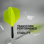 RED DRAGON Darts – Nitro Flite Integrated Flight & Shaft System – No.2 Shape and Design – White & Yellow Colour, Medium Length