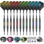 CyeeLife Soft Tip Darts Set - 12 Pack Professional Darts with 4 Colored Barrels, 24 Dart Flights, 50 Extra 2BA Tips for Electronic Dartboard - Perfect for Home, Pub & Party Games