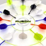 Winmau Darts Fusion Integrated Flight & Shaft System - No.2 Shape & Design - Yellow Colour, Short Length