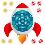 TEASIK Dart Board for Kids & Adults - Space Themed Party Decor with 10 Balls,Outdoor Indoor Games Toys for Family,Rocket Ship Birthday Party Decorations for Boys Girls (23.2x20.5in)