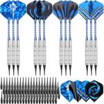 GWHOLE Soft Tip Darts Set, 12pcs Aluminum Metal Body Professional Darts Plastic Tip with 16 Dart Flights and 200 Plastic Tips for Adult Electronic Board Bar Supply