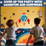 TEASIK Dart Board for Kids & Adults - Space Themed Party Decor with 10 Balls,Outdoor Indoor Games Toys for Family,Rocket Ship Birthday Party Decorations for Boys Girls (23.2x20.5in)