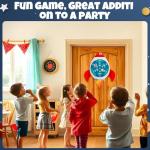 TEASIK Dart Board for Kids & Adults - Space Themed Party Decor with 10 Balls,Outdoor Indoor Games Toys for Family,Rocket Ship Birthday Party Decorations for Boys Girls (23.2x20.5in)