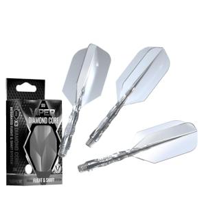 Viper Diamond Core Integrated Dart Flight & Shaft System - Precision Darting Accessory with Tough Polymers for Enhanced Performance, Set of 3, InBetween Shaft, Slim Flight, Clear