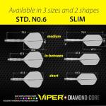 Viper Diamond Core Integrated Dart Flight & Shaft System - Precision Darting Accessory with Tough Polymers for Enhanced Performance, Set of 3, InBetween Shaft, Slim Flight, Clear
