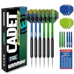 Winmau Darts Cadet Twin Set | Premium Steel | 19g Steel Tip Darts Set with Dart Flights and Dart Shafts (Stems) Including Checkout Card