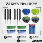 Winmau Darts Cadet Twin Set | Premium Steel | 19g Steel Tip Darts Set with Dart Flights and Dart Shafts (Stems) Including Checkout Card