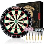 Dart Board,Sisal Dart Board Set for Adults,Bristle Steel Tip Dartboard,Professional 18" Steel Tip Outdoor Dartboard Set,Professional Dart Board Set with 6 Darts Metal Tip