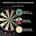 Dart Board,Sisal Dart Board Set for Adults,Bristle Steel Tip Dartboard,Professional 18" Steel Tip Outdoor Dartboard Set,Professional Dart Board Set with 6 Darts Metal Tip