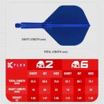 TARGET Darts K Flex Integrated Dart Flights and Shafts, No.2 Blue (Medium) | Pack of 3 K-Flex – No2, Kflex All in One Moulded Dart Flight & Stem | Professional Dart Accessories