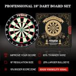 Dart Board,Sisal Dart Board Set for Adults,Bristle Steel Tip Dartboard,Professional 18" Steel Tip Outdoor Dartboard Set,Professional Dart Board Set with 6 Darts Metal Tip