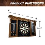 Barrington Woodhaven Dartboard LED Display Wood Cabinet with 18in Bristle Dartboard and Steel Tip Dart Set Perfect for Cricket Games