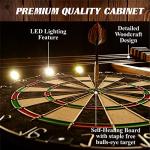 Barrington Woodhaven Dartboard LED Display Wood Cabinet with 18in Bristle Dartboard and Steel Tip Dart Set Perfect for Cricket Games