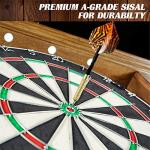 Barrington Woodhaven Dartboard LED Display Wood Cabinet with 18in Bristle Dartboard and Steel Tip Dart Set Perfect for Cricket Games