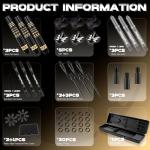MageRabbit Professional Steel Darts Set,Copper Barrel,Metal Tip Darts with Dart Carrying Case +Extra Flight+ Alum Shafts+Dart Tools. Metal Darts,Steel Tip Darts for Dartboard