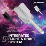 Mission Darts Force 90 | Integrated Precision Moulded Dart Flight And Shaft System, Pack of 3 Professional Highly Durable 2-In-1 Combined Dart Flights And Stems | Slim (White, Short)