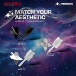 Mission Darts Force 90 | Integrated Precision Moulded Dart Flight And Shaft System, Pack of 3 Professional Highly Durable 2-In-1 Combined Dart Flights And Stems | Slim (White, Short)