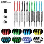 CareGames Steel Tip Darts, Professional Metal Darts,12pcs 18 Gram Darts Metal Tip Set with 12 Shafts,24 Extra Flights,2 Flight Protectors and Dart Sharpener,Metal Darts for Dartboard