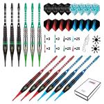 CyeeLife Darts Plastic Tip - Soft Tip Darts Set - 12 Pcs 18 Gram with 4 Colors Premium Aluminum Shafts, 100 Extra Dart Tips 16pcs Flights and 2pcs Flight Protectors for Electronic Dart Board
